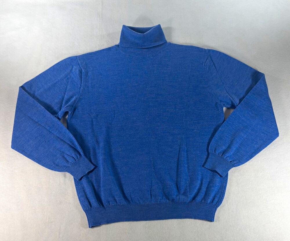 Harold Powell L Blue Extra Fine Merino Wool Turtleneck Made in Italy